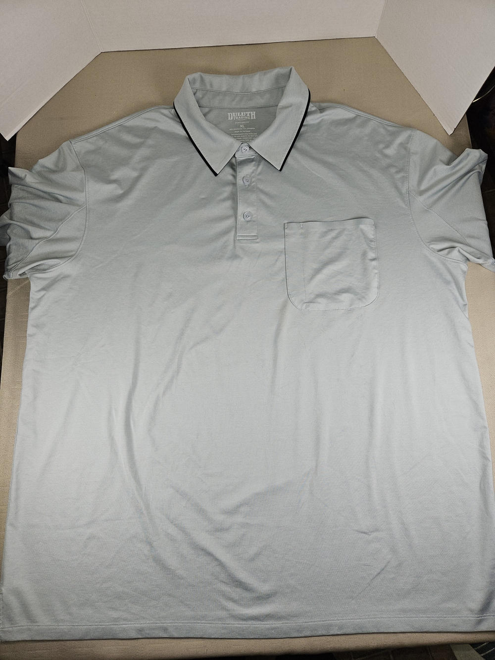 Duluth Trading Company Light Gray Polo Shirt with Chest Pocket
